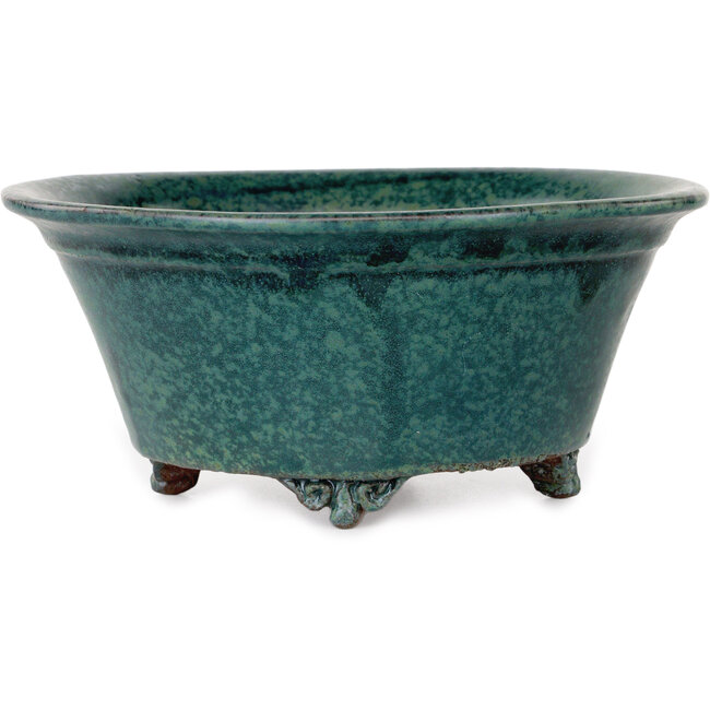 Pot à bonsaï rond vert de Shuhou - 197 x 197 x 85 mm