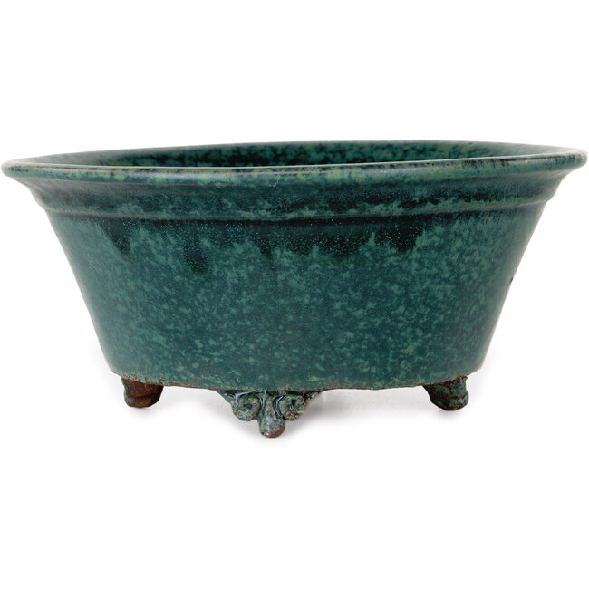 Ronde groene bonsaipot van Shuhou - 197 x 197 x 85 mm