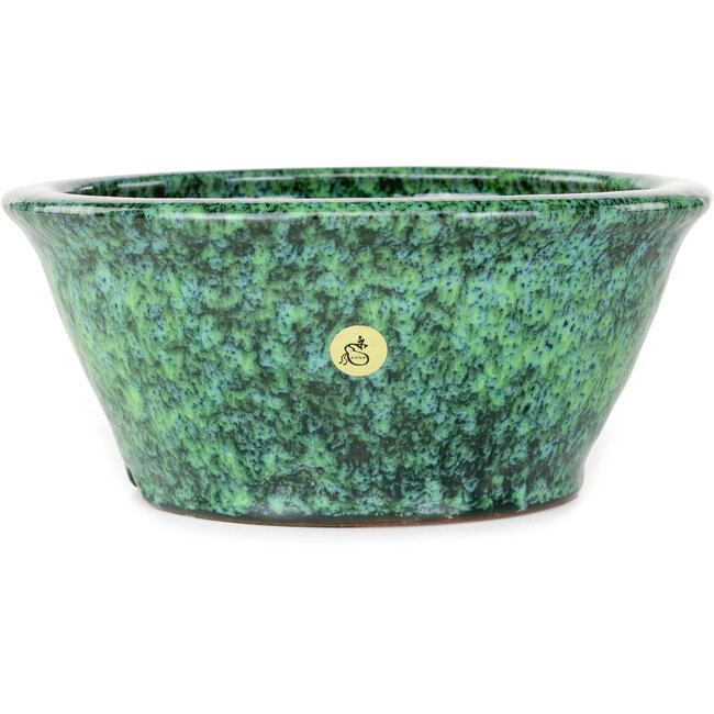 Round green bonsai pot by Shuhou - 190 x 190 x 80 mm