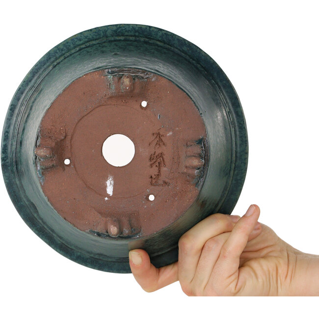 Pot à bonsaï rond vert de Shuhou - 197 x 197 x 85 mm