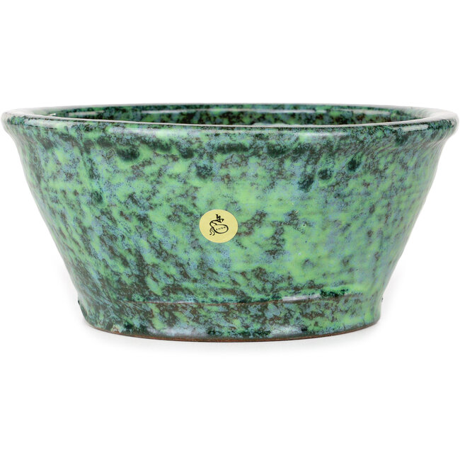 Round green bonsai pot by Shuhou - 180 x 180 x 82 mm