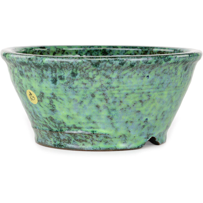 Round green bonsai pot by Shuhou - 180 x 180 x 82 mm