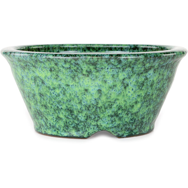 Round green bonsai pot by Shuhou - 190 x 190 x 80 mm