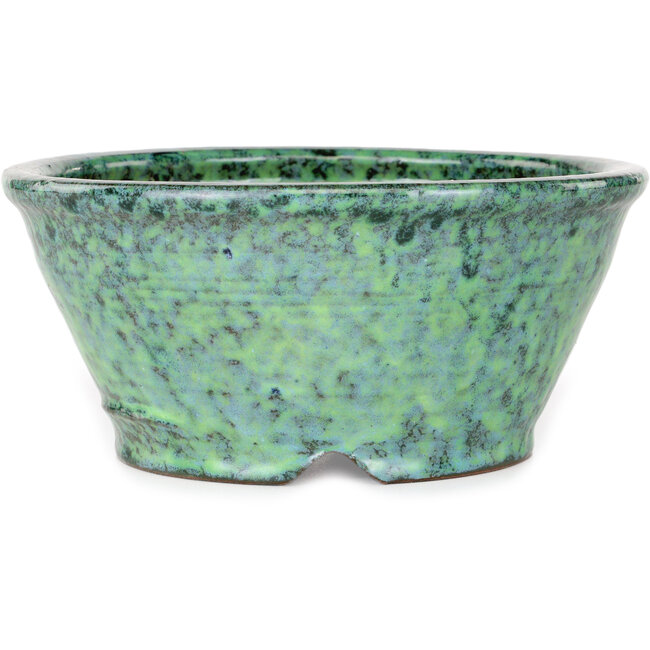 Round green bonsai pot by Shuhou - 180 x 180 x 82 mm