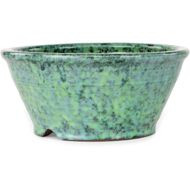 Round green bonsai pot by Shuhou - 180 x 180 x 82 mm
