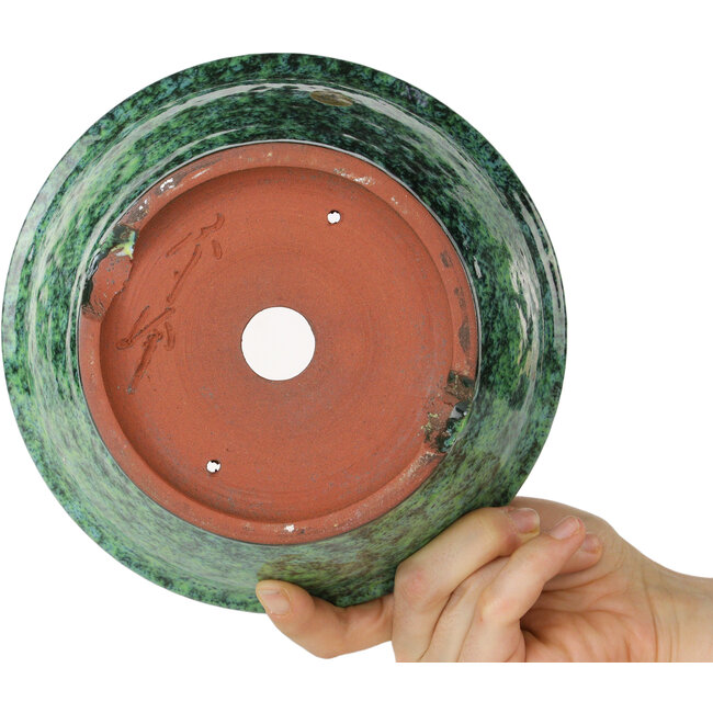 Ronde groene bonsaipot van Shuhou - 190 x 190 x 80 mm