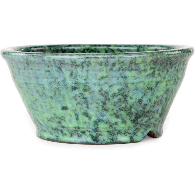 Round green bonsai pot by Shuhou - 180 x 180 x 82 mm