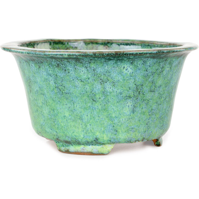 Round green bonsai pot by Shuhou - 163 x 163 x 83 mm
