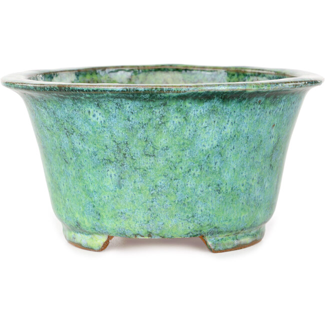 Round green bonsai pot by Shuhou - 163 x 163 x 83 mm