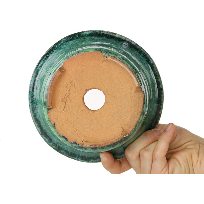 Ronde groene bonsaipot van Shuhou - 163 x 163 x 83 mm