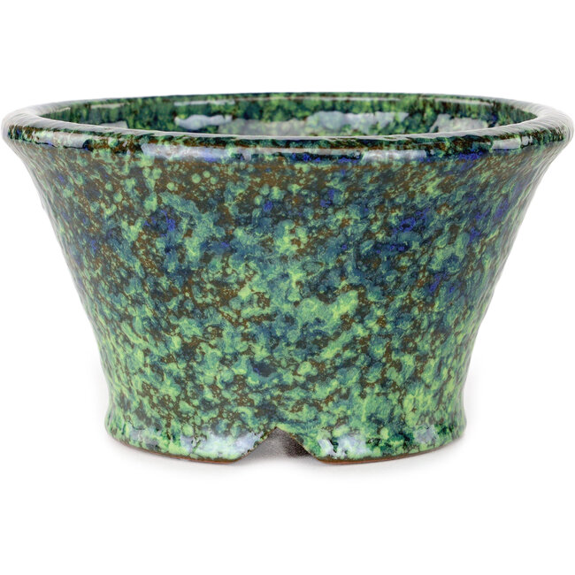 Round green bonsai pot by Shuhou - 130 x 130 x 75 mm