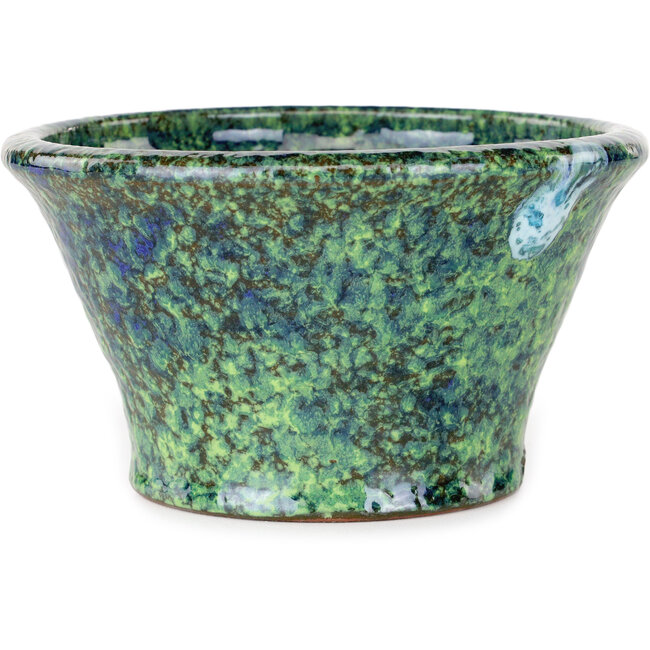 Round green bonsai pot by Shuhou - 130 x 130 x 75 mm