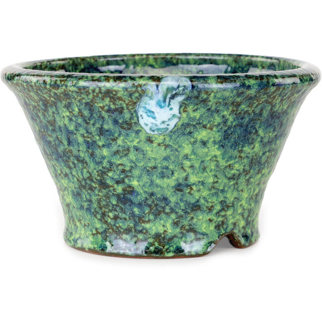 Round green bonsai pot by Shuhou - 130 x 130 x 75 mm