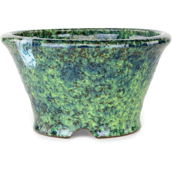 Round green bonsai pot by Shuhou - 130 x 130 x 75 mm