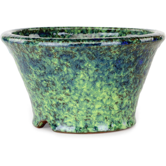 Round green bonsai pot by Shuhou - 130 x 130 x 75 mm