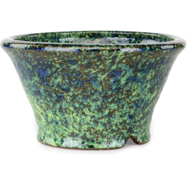 Round green bonsai pot by Shuhou - 130 x 130 x 75 mm