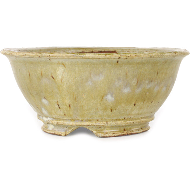 Round beige bonsai pot by Shuhou - 162 x 162 x 70 mm