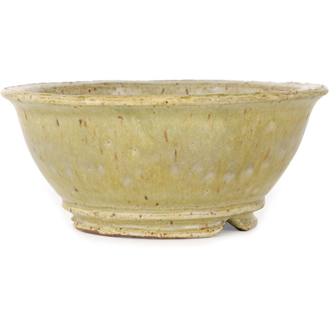 Round beige bonsai pot by Shuhou - 162 x 162 x 70 mm