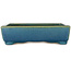 Rectangular blue and green bonsai pot by Shouzan - 160 x 125 x 43 mm