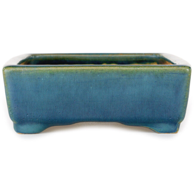 Vaso bonsai rettangolare blu e verde di Shouzan - 160 x 125 x 43 mm