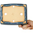 Pot à bonsaï rectangulaire bleu et vert de Shouzan - 160 x 125 x 43 mm