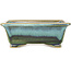 Maceta rectangular para bonsái azul y verde de Shouzan - 125 x 100 x 45 mm
