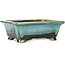 Rechteckiger blauer und grüner Bonsai-Topf von Shouzan - 125 x 100 x 45 mm