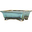 Rechthoekige blauwgroene bonsaipot van Shouzan - 125 x 100 x 45 mm