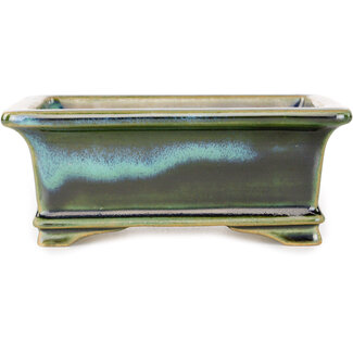 Shouzan  (Akira/Masami Watanabe) 120 mm  blue and green bonsai pot by Shouzan, Japan