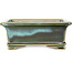 Vaso bonsai rettangolare blu e verde di Shouzan - 120 x 100 x 48 mm