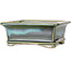 Rectangular blue and green bonsai pot by Shouzan - 120 x 100 x 48 mm