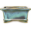 Maceta rectangular para bonsái azul y verde de Shouzan - 120 x 100 x 48 mm