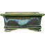 Rechthoekige blauwgroene bonsaipot van Shouzan - 120 x 100 x 48 mm