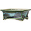 Pot à bonsaï rectangulaire bleu et vert de Shouzan - 120 x 100 x 48 mm
