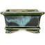 Vaso bonsai rettangolare blu e verde di Shouzan - 120 x 100 x 48 mm