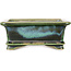 Rectangular blue and green bonsai pot by Shouzan - 120 x 100 x 48 mm