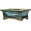 Rechthoekige blauwgroene bonsaipot van Shouzan - 120 x 100 x 48 mm