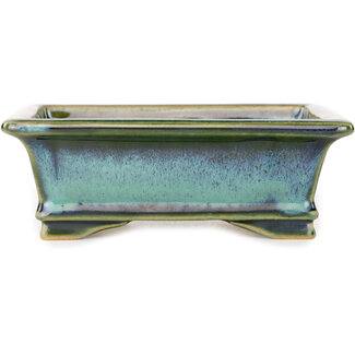 Shouzan  (Akira/Masami Watanabe) Pot à bonsaï bleu et vert de 125 mm par Shouzan, Japon