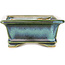 Maceta rectangular para bonsái azul y verde de Shouzan - 125 x 100 x 45 mm