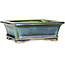 Pot à bonsaï rectangulaire bleu et vert de Shouzan - 125 x 100 x 45 mm