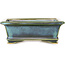 Vaso bonsai rettangolare blu e verde di Shouzan - 125 x 100 x 45 mm