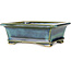 Maceta rectangular para bonsái azul y verde de Shouzan - 125 x 100 x 45 mm