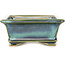 Vaso bonsai rettangolare blu e verde di Shouzan - 125 x 100 x 45 mm