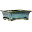 Maceta rectangular para bonsái azul y verde de Shouzan - 125 x 100 x 45 mm