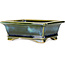 Maceta rectangular para bonsái azul y verde de Shouzan - 125 x 100 x 45 mm