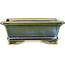 Pot à bonsaï rectangulaire bleu et vert de Shouzan - 125 x 100 x 45 mm