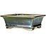 Rectangular blue and green bonsai pot by Shouzan - 125 x 100 x 45 mm