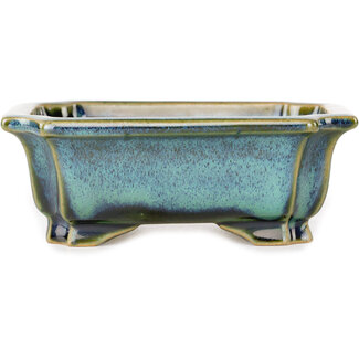 Shouzan  (Akira/Masami Watanabe) 120 mm  blue and green bonsai pot by Shouzan, Japan