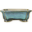 Rectangular blue and green bonsai pot by Shouzan - 120 x 103 x 45 mm