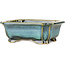 Maceta rectangular para bonsái azul y verde de Shouzan - 120 x 103 x 45 mm